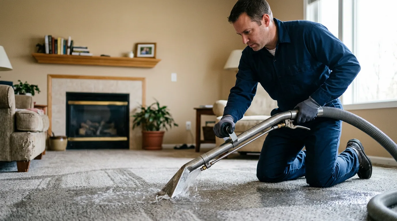 Water damage restoration technician working near Georgetown, ME